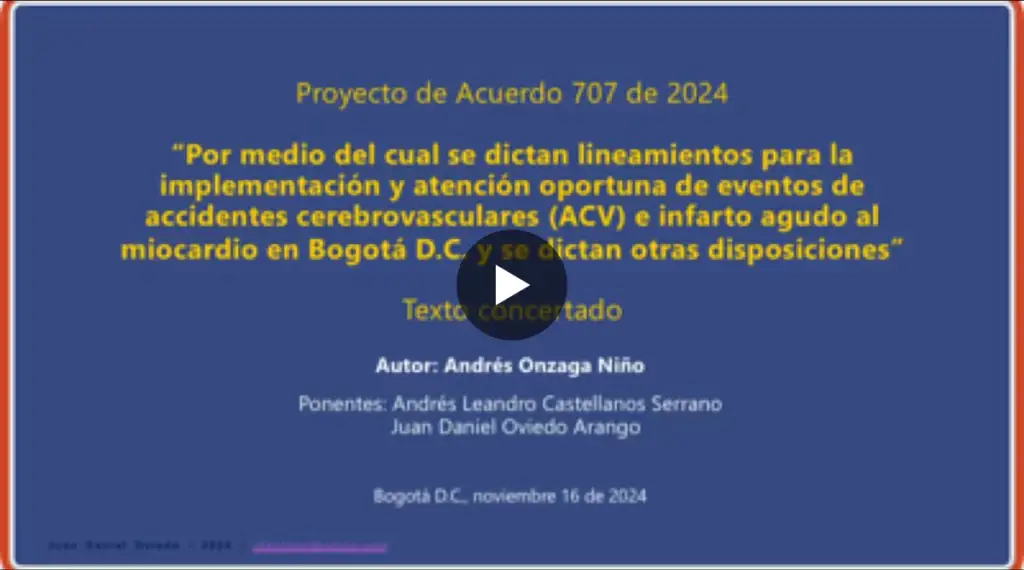 Hoy en el Concejo de Bogota presentamos y defendimos la ponencia que busca que #Bogotá tenga lineamientos para prevenir y atender accidentes cerebrovasculares e infartos agudos al miocardio.