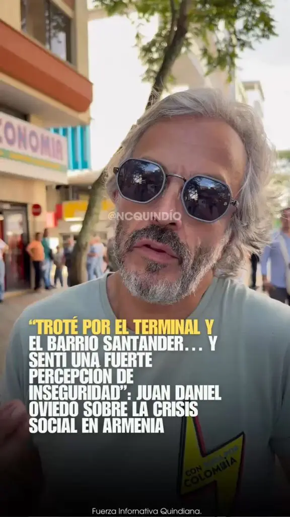 El precandidato presidencial Juan Daniel Oviedo, en su visita a Armenia, expresó su preocupación por el creciente número de habitantes de calle en la ciudad,